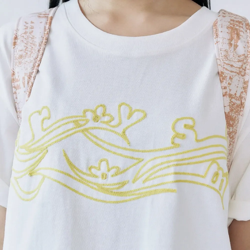 Wave embroidery t-shirt - White