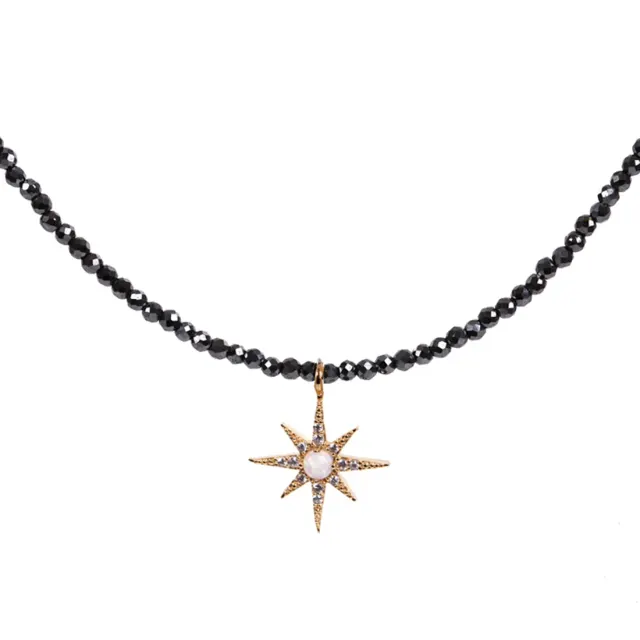 E'toile Opal Hematite Necklace_Gold