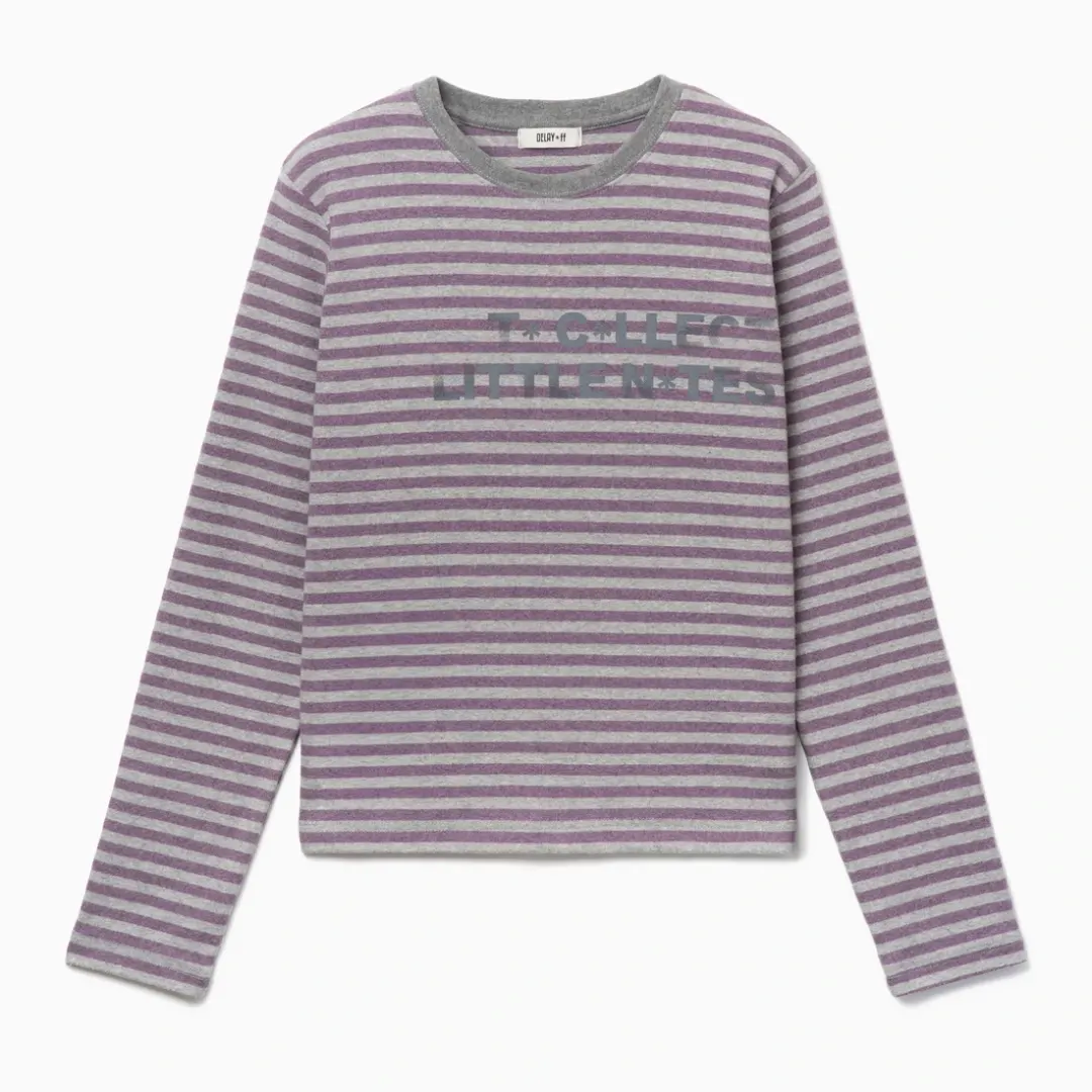 NOTE COLLECTOR STRIPE LONG SLEEVE T-SHIRT MELANGE PURPLE