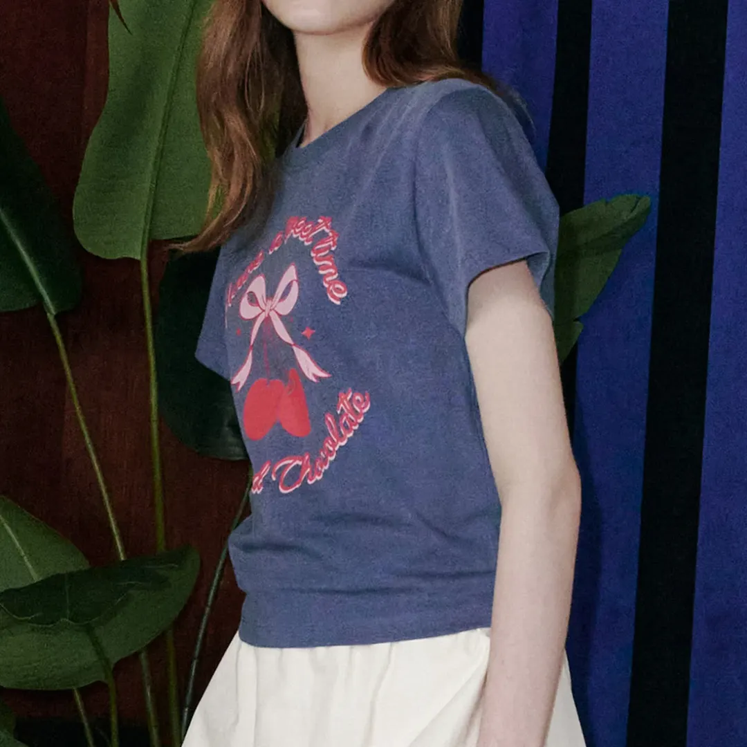 [HAST] スウィートチェリー クロップTシャツ - Navy