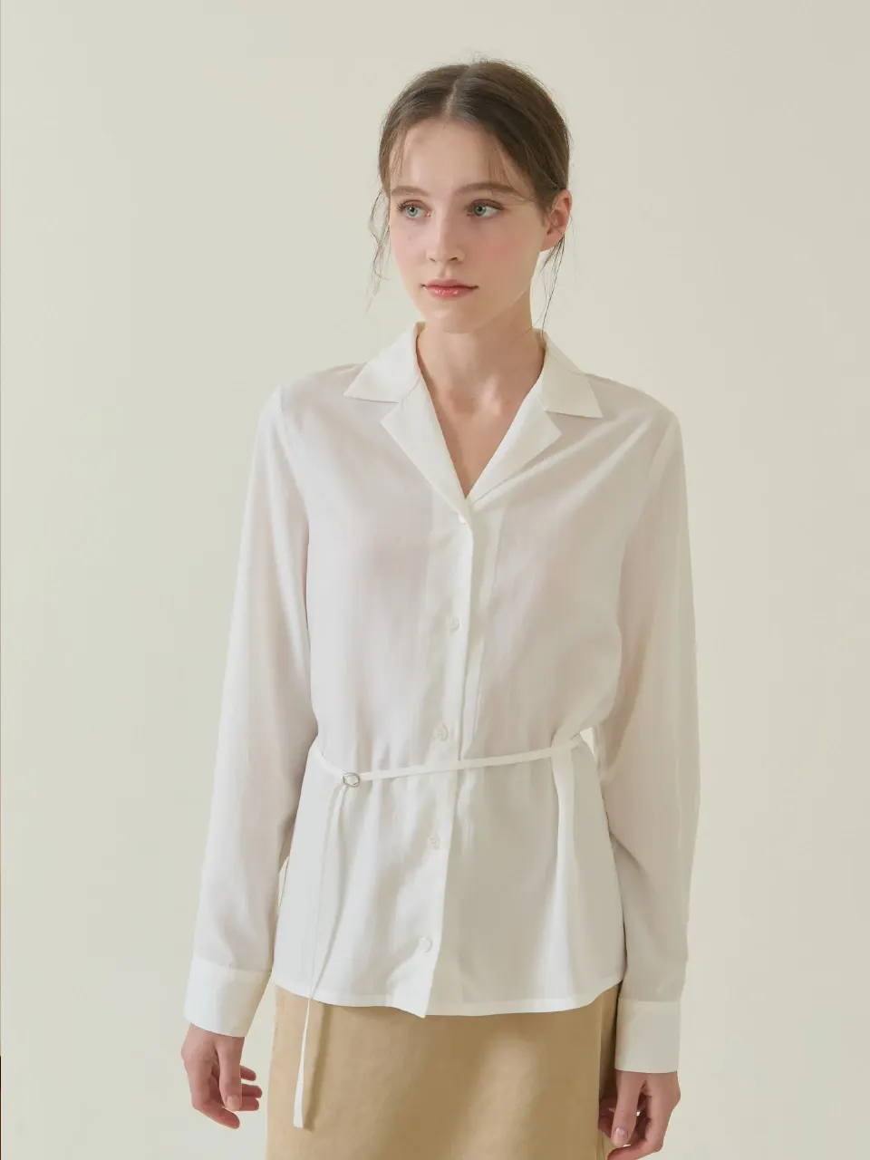 Seren Open Collar Blouse _ White