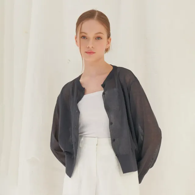 SUMMER LINEN CARDIGAN CHARCOAL