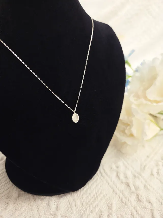 [Silver925] Wave Glow Oval Necklace