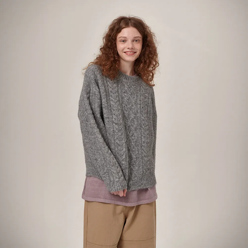 Daze Wool Fisherman Round Knit Grey