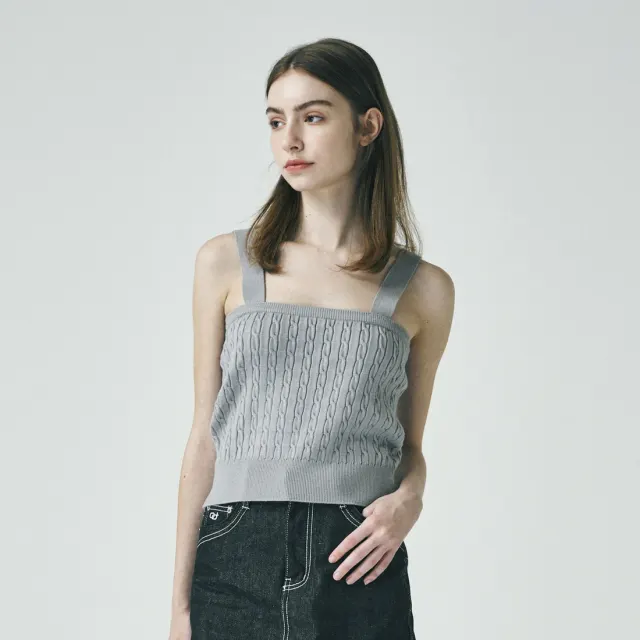 ケーブルニット トップス - Light gray
