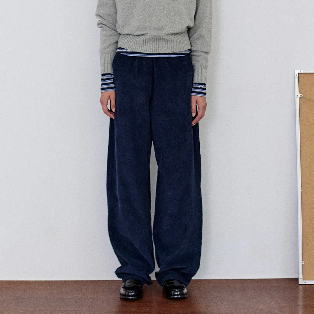 テーパードコーデュロイパンツ - Navy