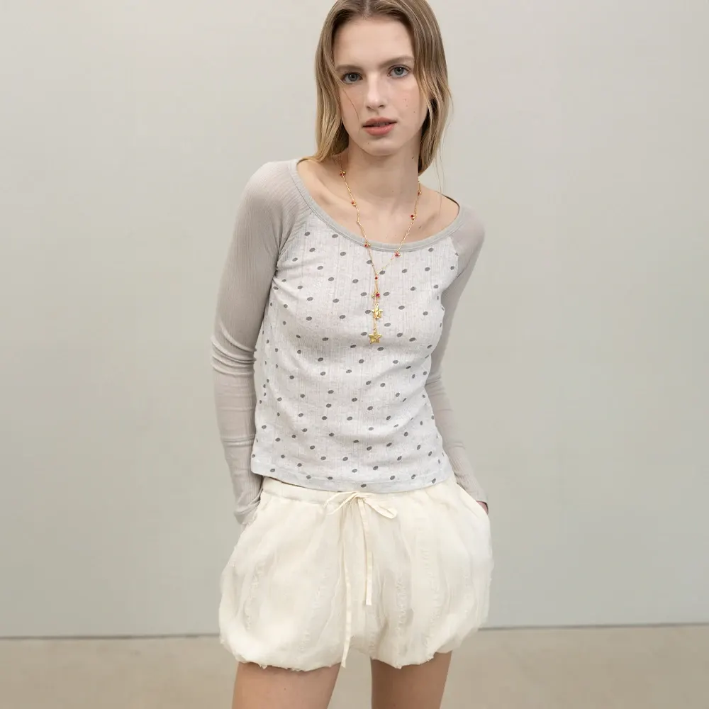 Textured Balloon Shorts - Cream