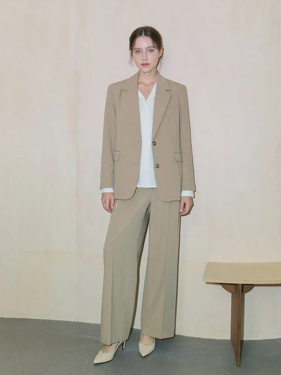 Aube Wool Wide Slacks _ Beige