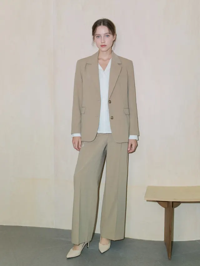 Aube Wool Wide Slacks _ Beige