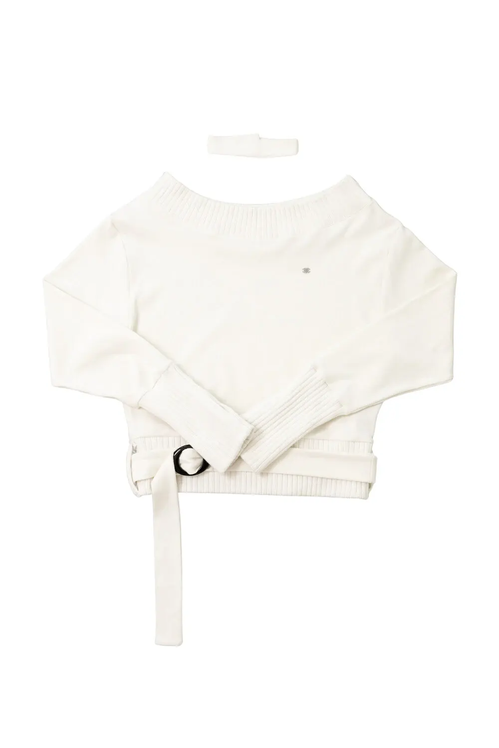 [ID] Logo Off-Shoulder Sweatshirt (Choker Set) (Ivory)