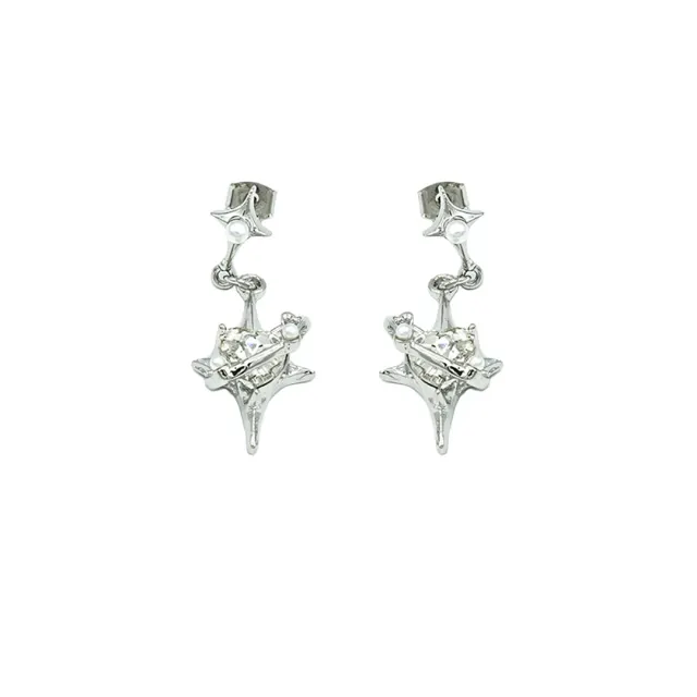 Cubic heart planet Earring [silver]