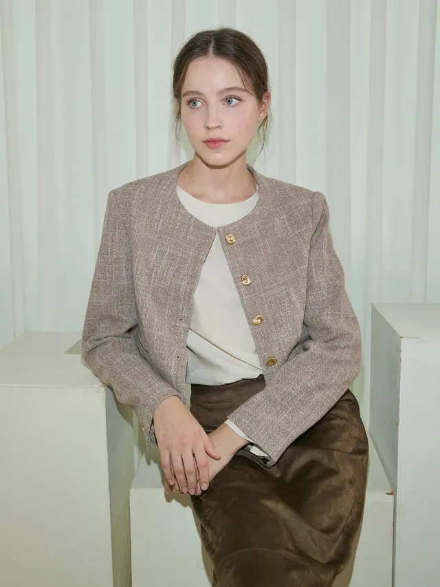 Amble Round Crop Jacket _ Beige