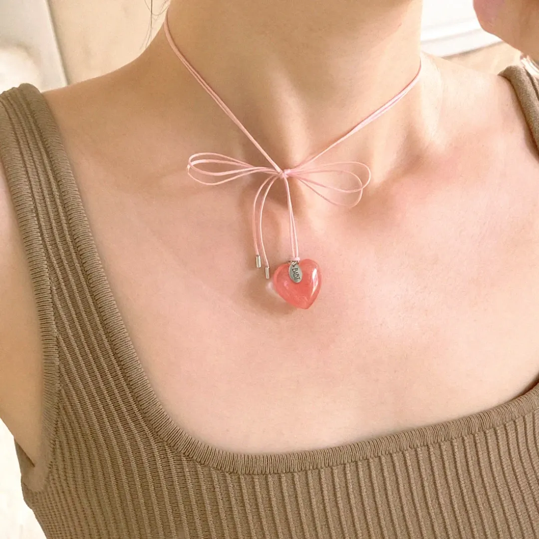 watermelon jam heart necklace