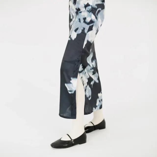 Satin flower maxi skirt