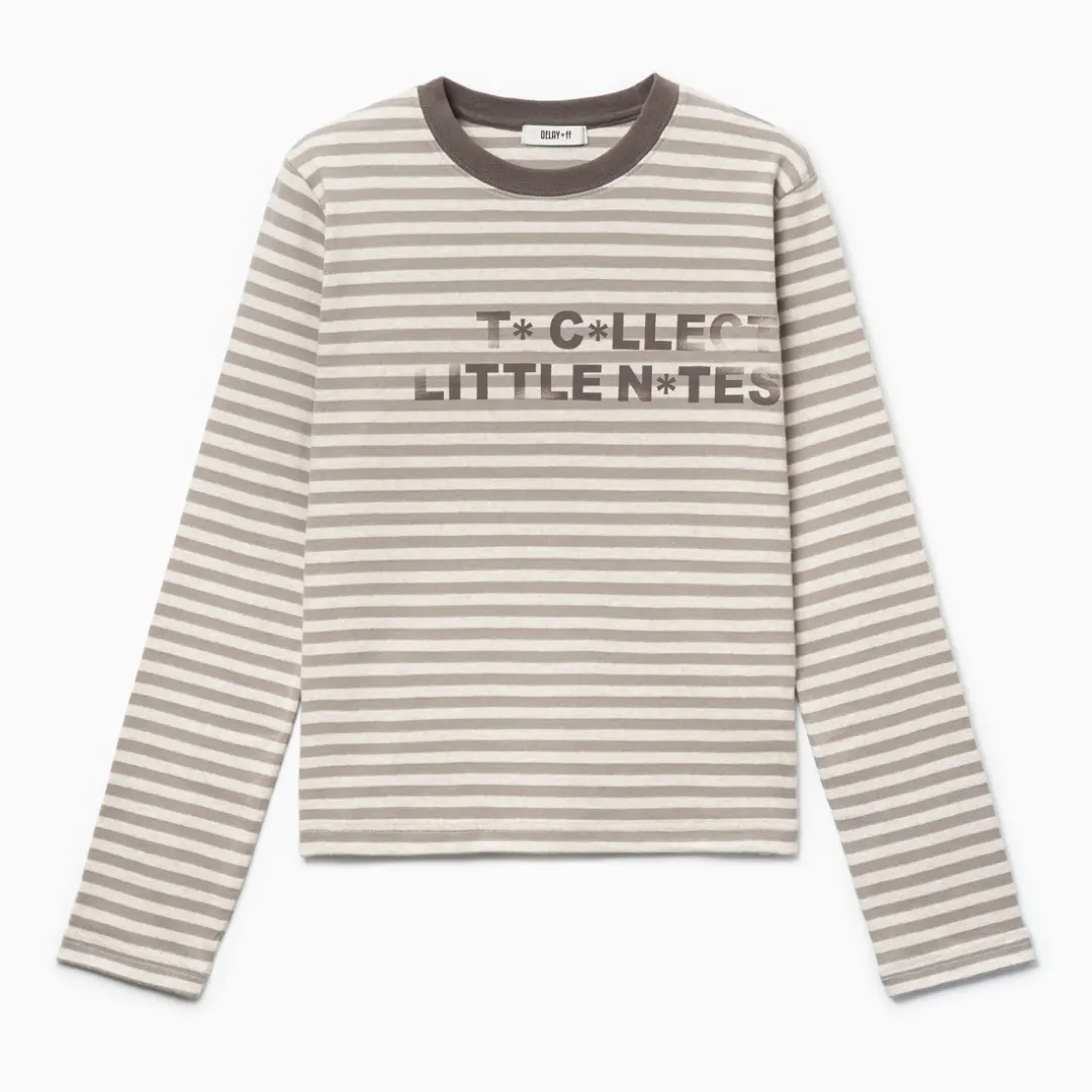 NOTE COLLECTOR STRIPE LONG SLEEVE T-SHIRT COCOA