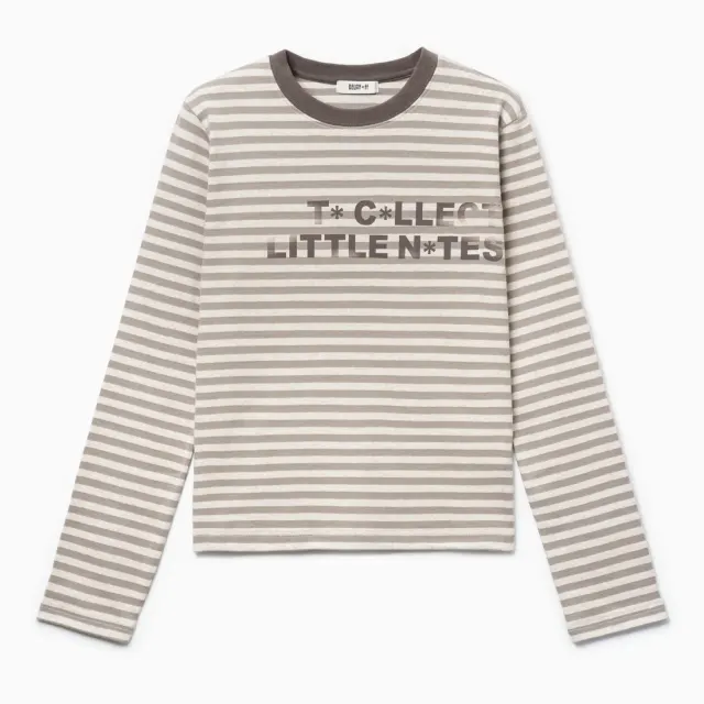 NOTE COLLECTOR STRIPE LONG SLEEVE T-SHIRT COCOA