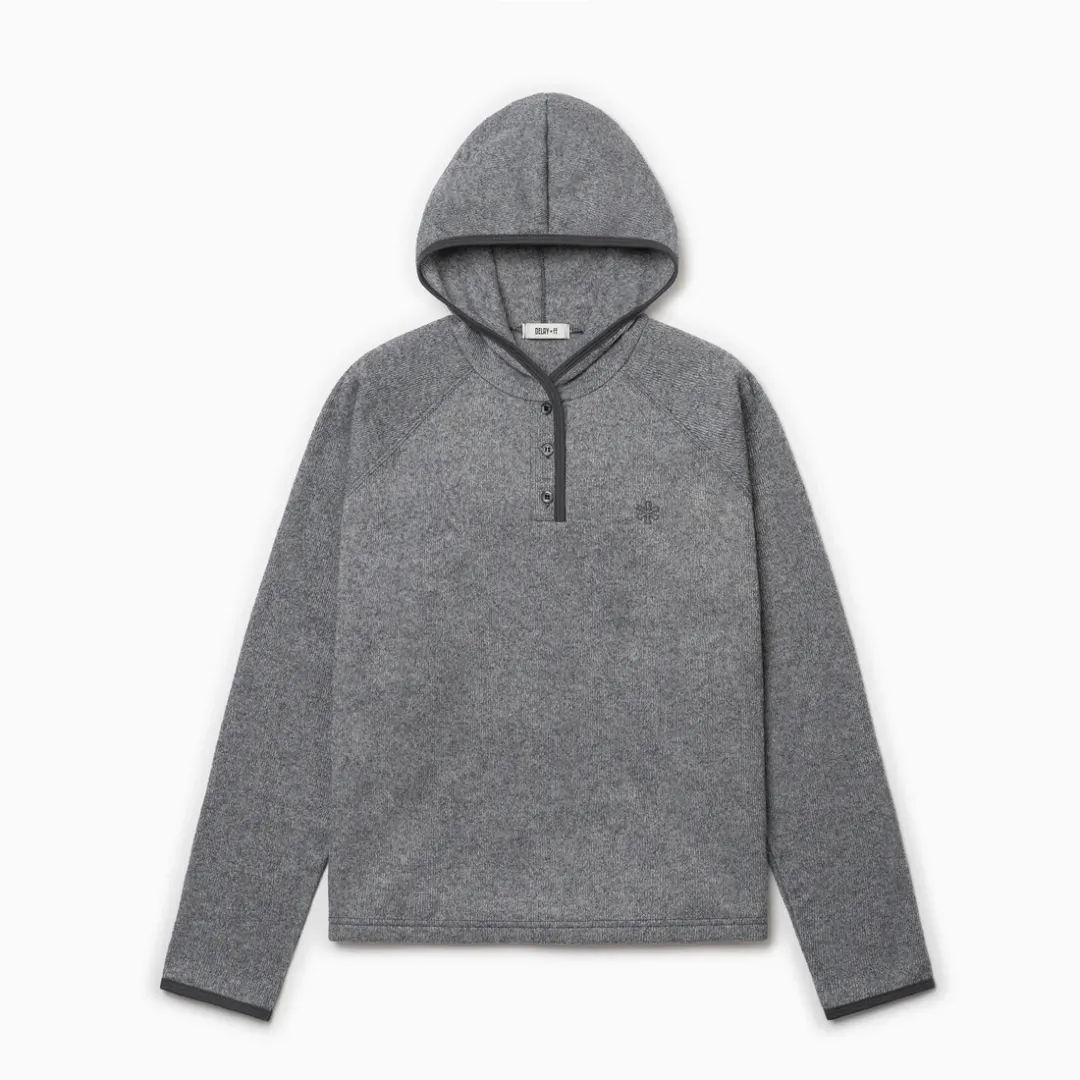 COLOR LINE KNIT LONG SLEEVE HOOD GRAY