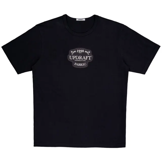 [UPDRAFT] APPLIQUE COTTON UNISEX T-SHIRT BLACK