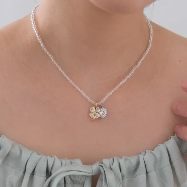 [Silver925] Bukoleon Clover & Moika Heart Beads Necklace
