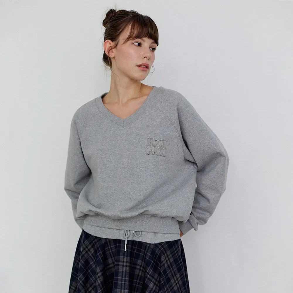 Vネックロゴスウェットシャツ - Gray