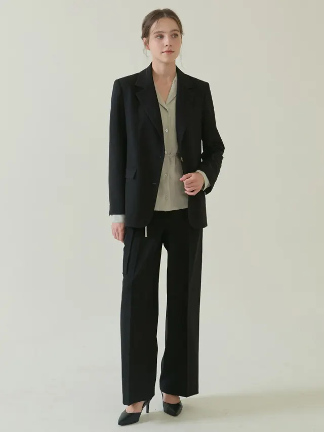 Aube Wool Wide Slacks _ Black
