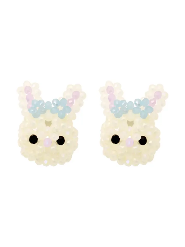 Rabbit Beads Earrings (Cream)