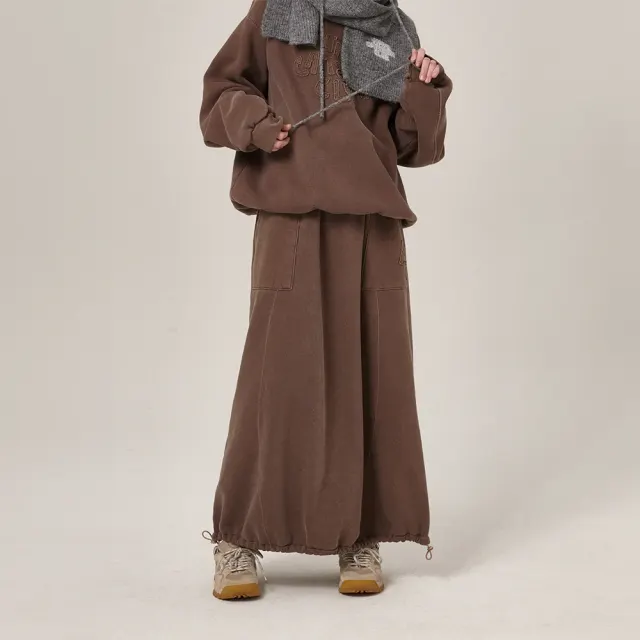 Hava Patchwork Pigment Sweatskirt Brown