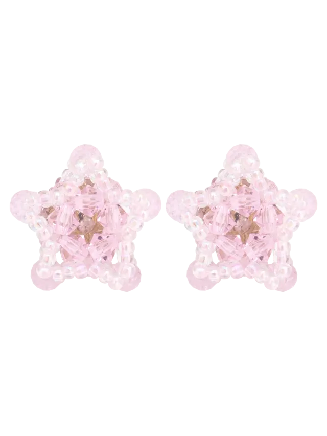 Star Beads Earrings (Baby Pink)