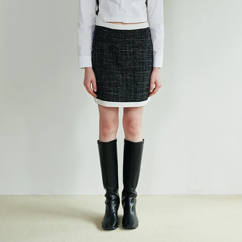 Bling Tweed Skirt - BLACK