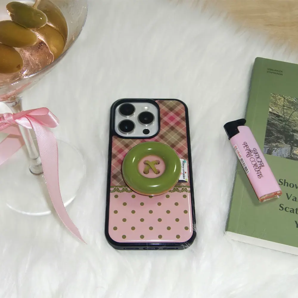 【TPUケース】 Vintage Patch Case_Pink Olive