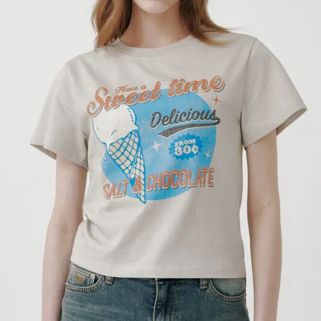 [HAST] スウィートコーンアイスクリーム クロップTシャツ - Oatmeal