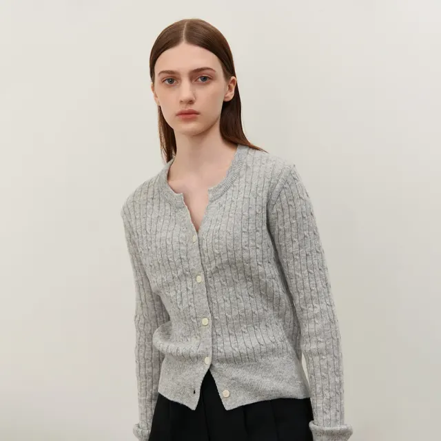 CABLE SLIT KNIT GRAY
