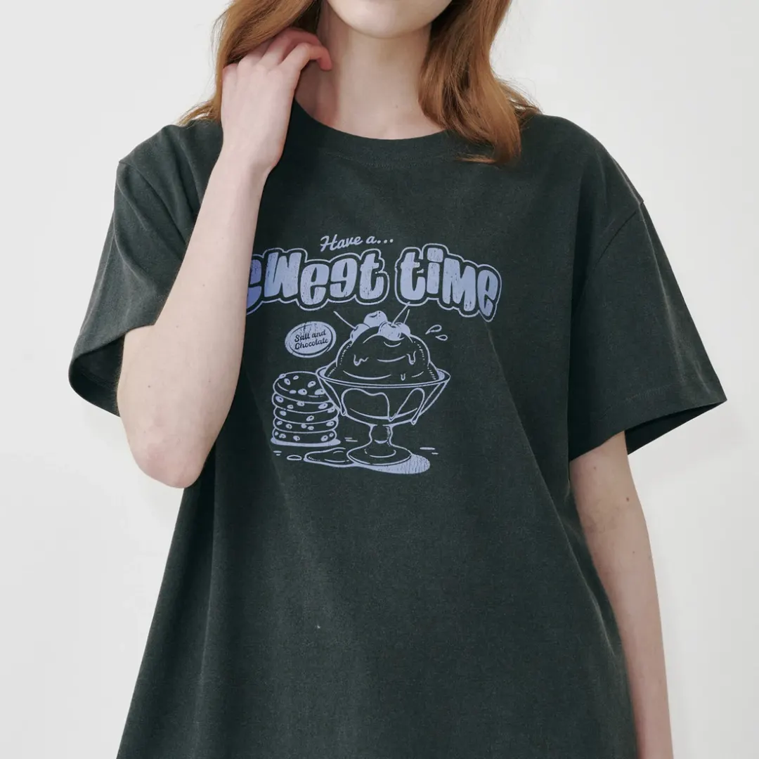 [HAST] スウィートカップアイスクリームTシャツ - Charcoal