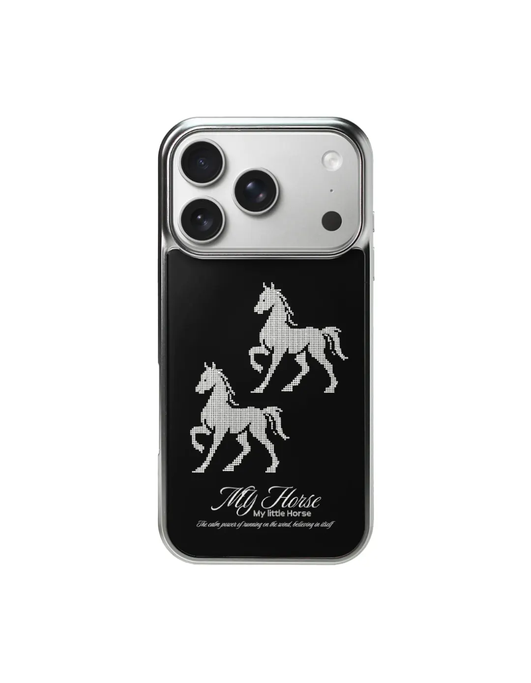ポニー MagSafe対応シルバーガラスバンパーケース(Black)