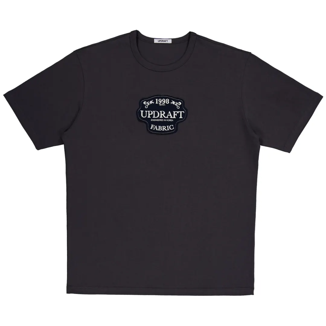 [UPDRAFT] APPLIQUE COTTON UNISEX T-SHIRT GRAY