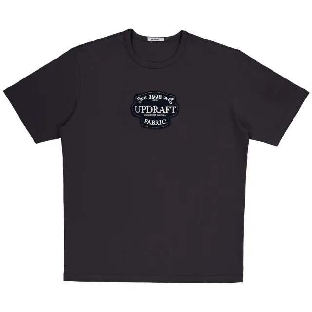 [UPDRAFT] APPLIQUE COTTON UNISEX T-SHIRT GRAY
