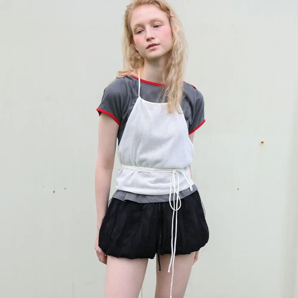 Textured Balloon Shorts - Black