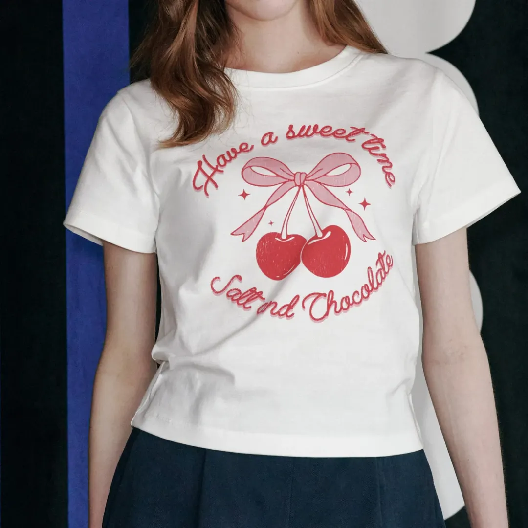 [HAST] スウィートチェリー クロップTシャツ - Ivory