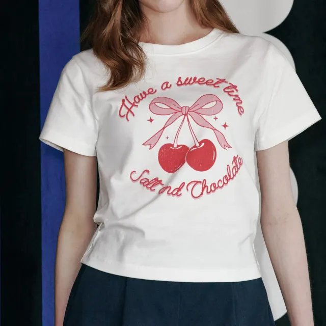 [HAST] スウィートチェリー クロップTシャツ - Ivory