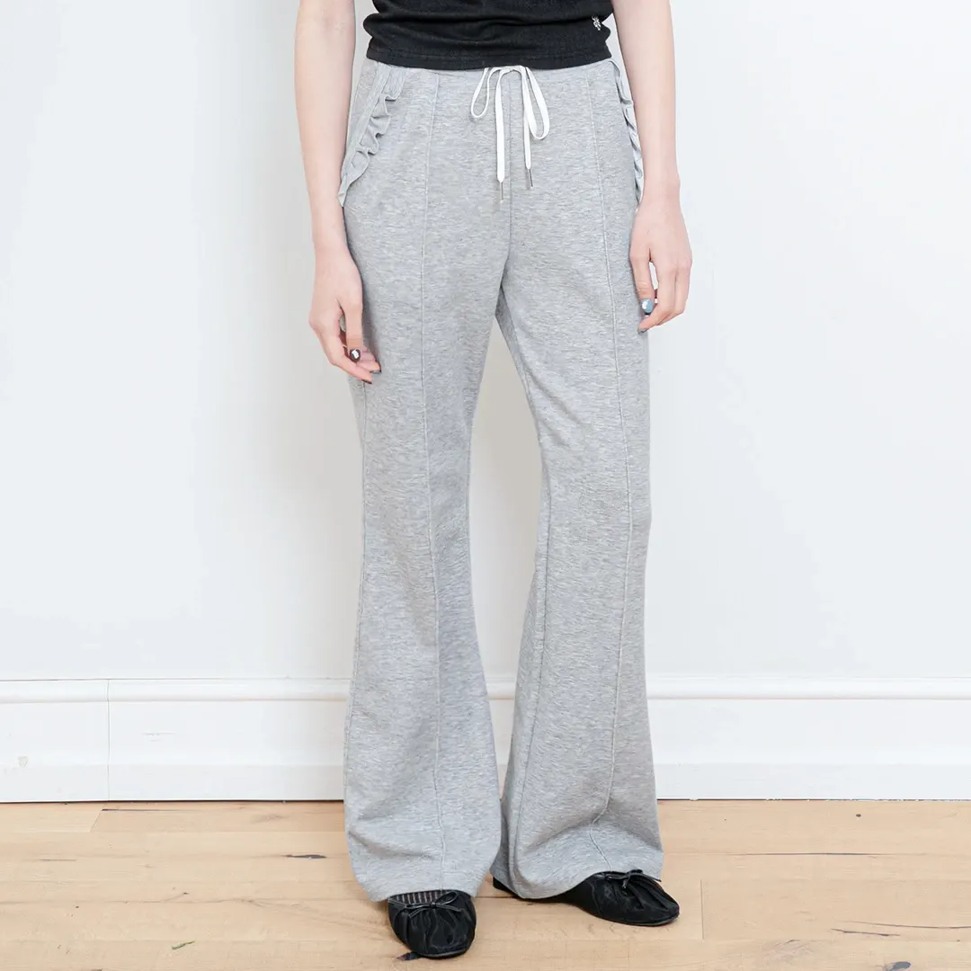 FRILL BOOTCUT BANDING PANTS GRAY
