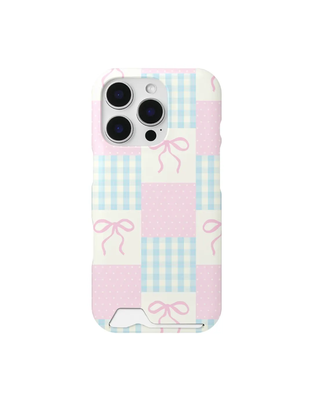リボン柄 MagSafe対応カード収納ハードケース(Pink)