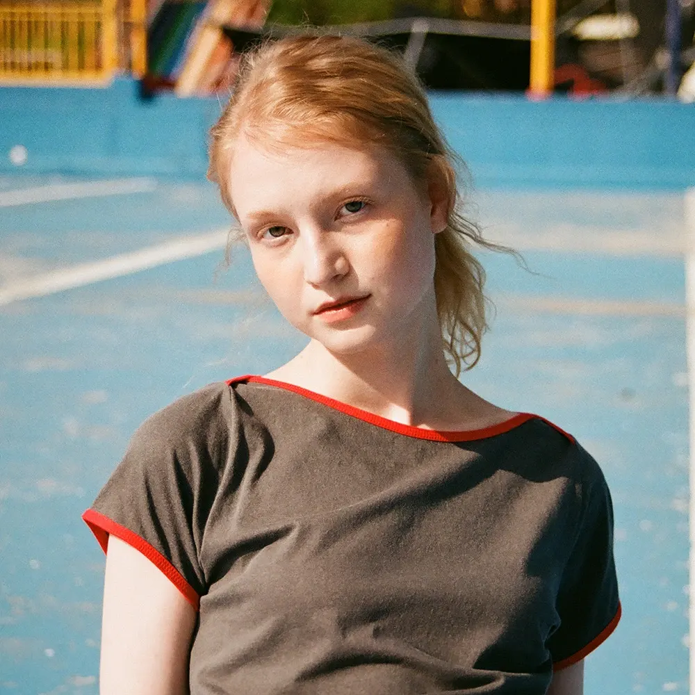 Contrast Boat-neck T-shirt - Charcoal