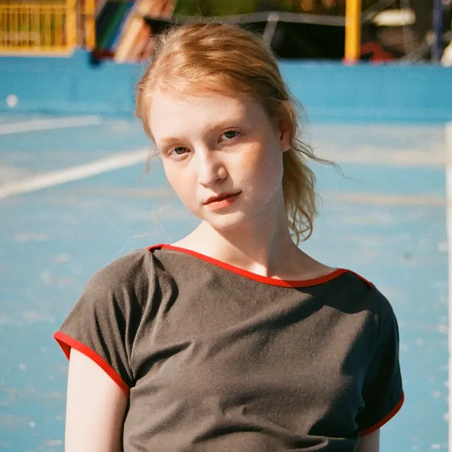 Contrast Boat-neck T-shirt - Charcoal