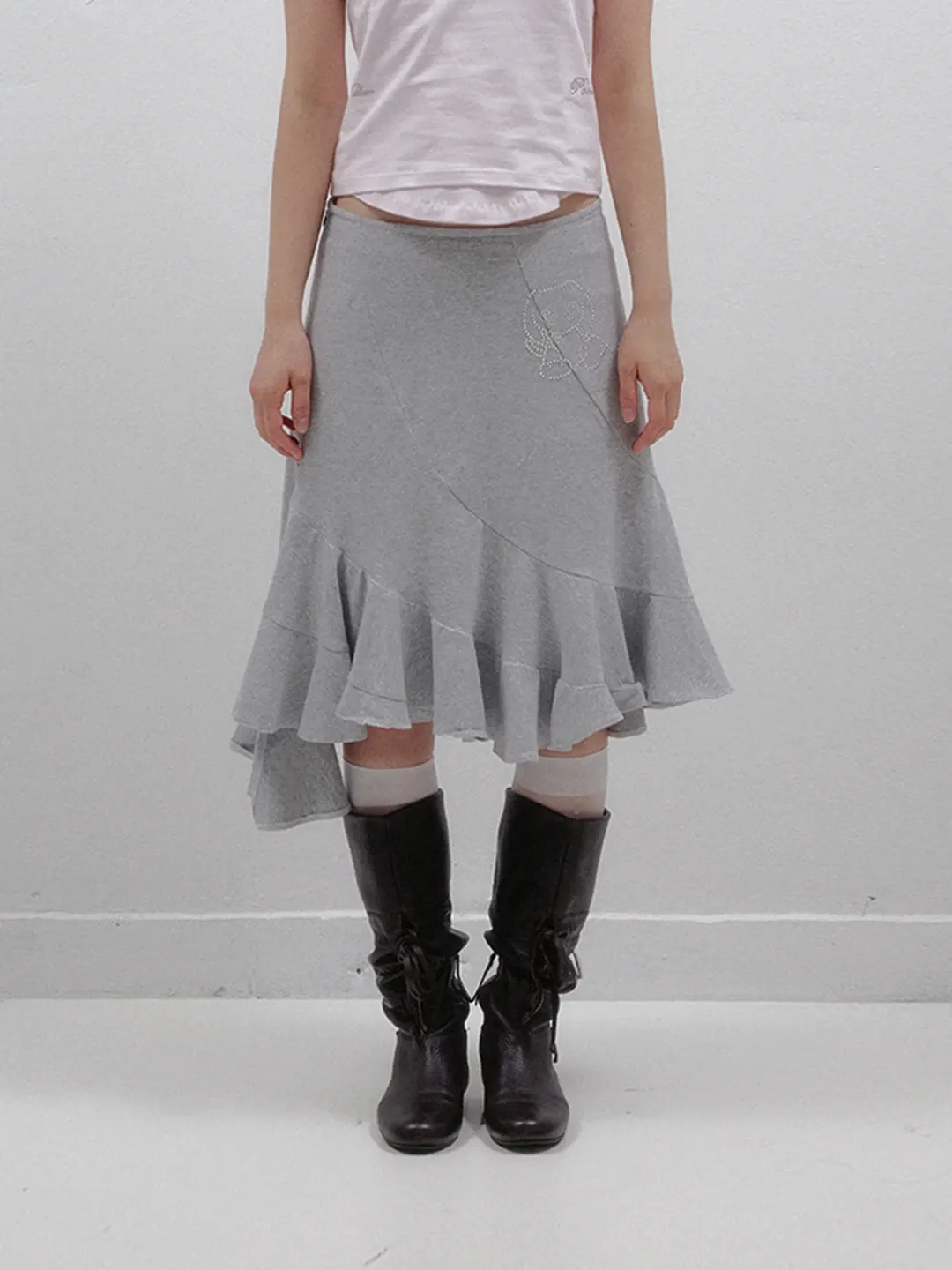 PORI'S LOVE MID SKIRT - MELANGE