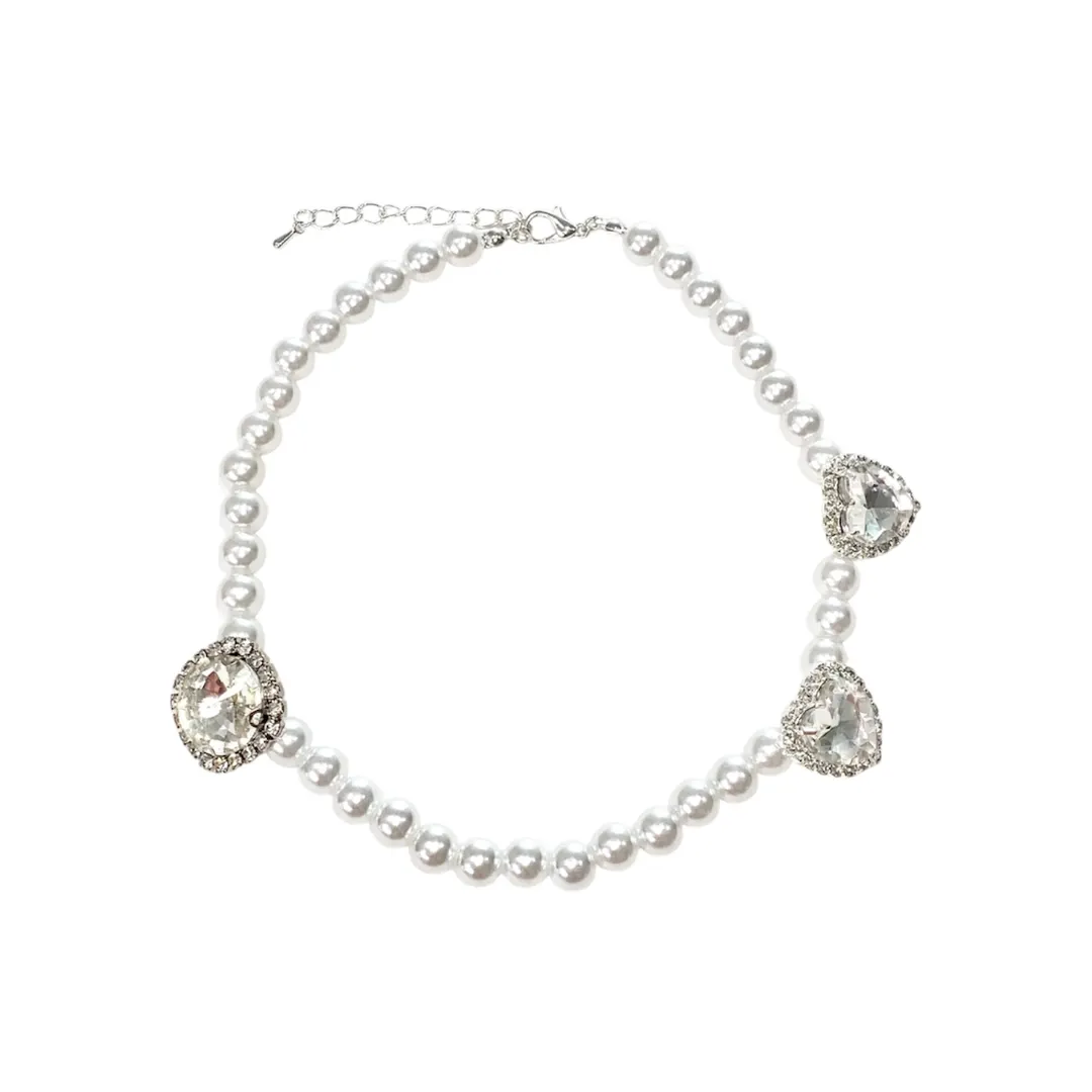 Heart & Square Pearl Necklace