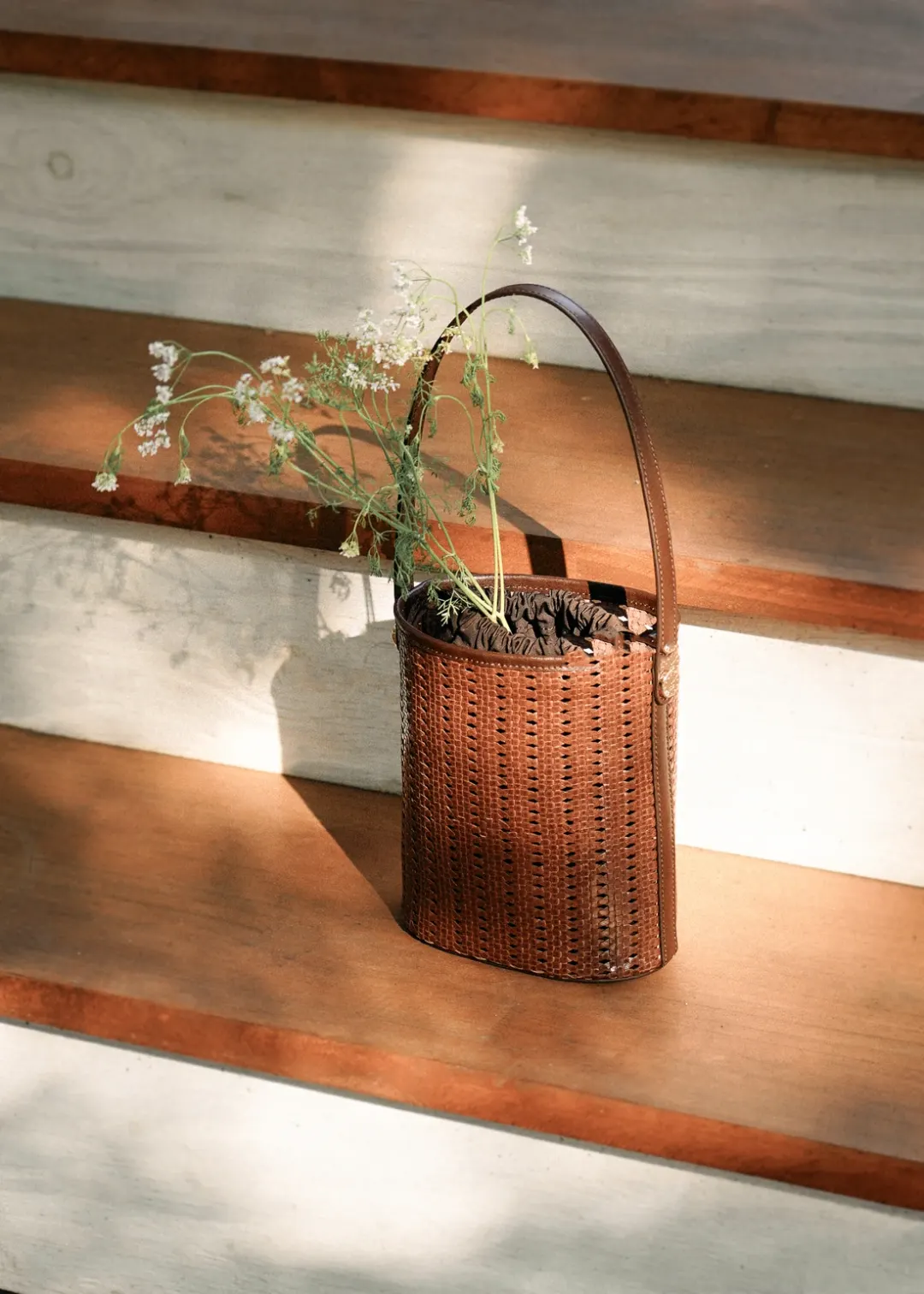 Lou net leather bag Brown