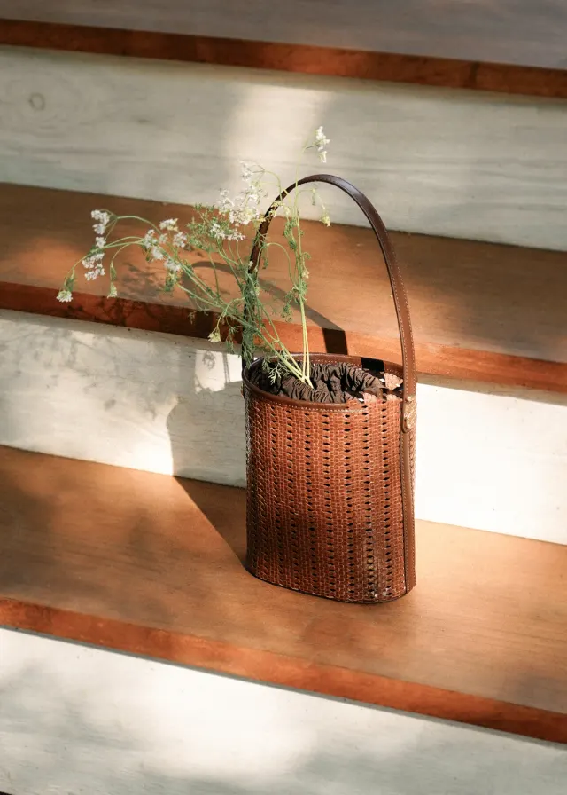 Lou net leather bag Brown