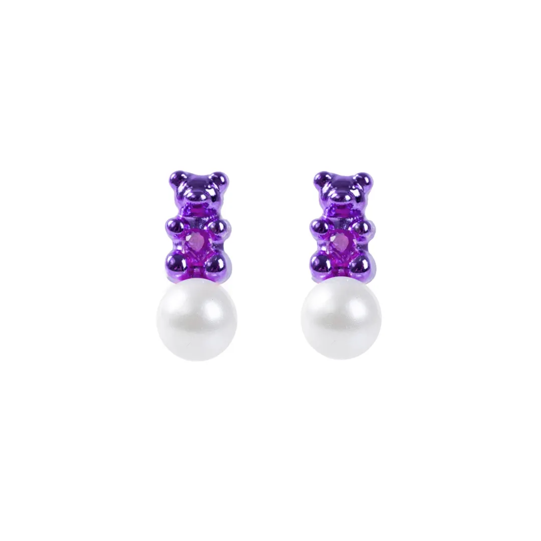 Petit Bear Pearl Earring_Purple
