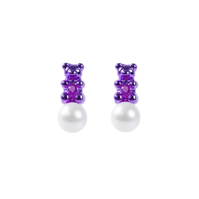 Petit Bear Pearl Earring_Purple