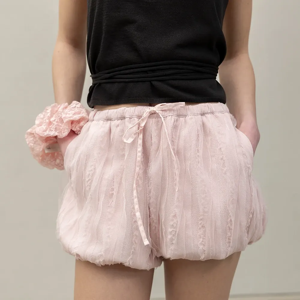 Textured Balloon Shorts - Indi Pink